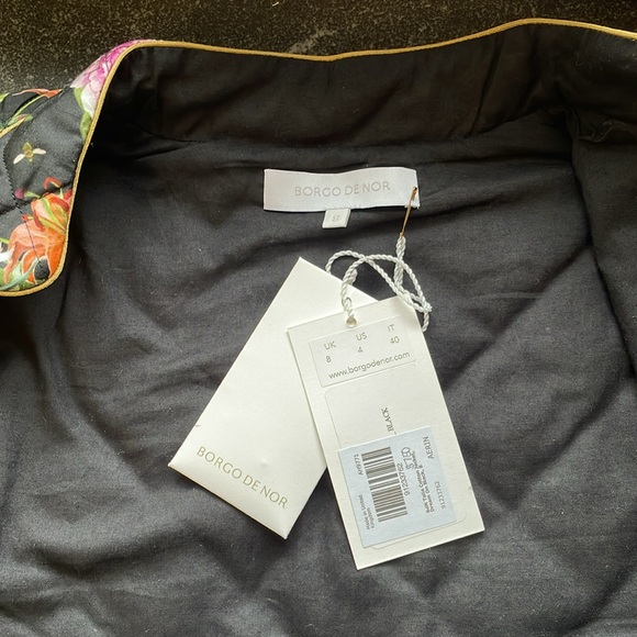 NWT Borgo de Nor Quilted Floral Jacket Black Women’s Size 4 Multicolor - Picture 6 of 9